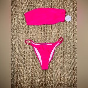 Seaselfie Two Piece Hot Pink Bikini.  Top and Bottom.  No size tag.  NWT